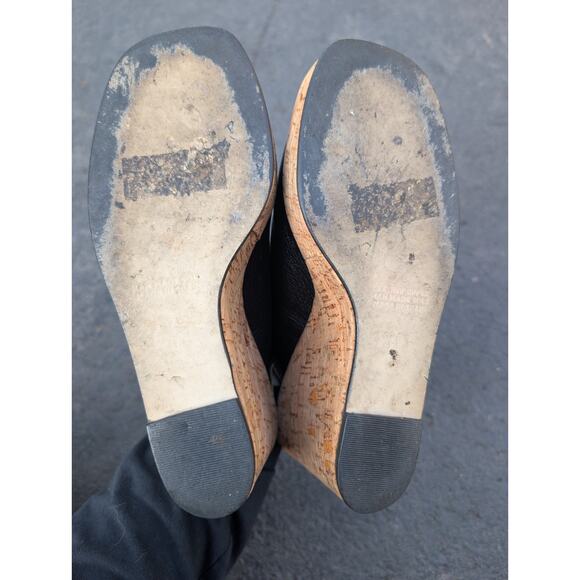 Nine West Womens Black Leather Slingback Platform Wedge Sandals Sz 7.5 B Cork - Picture 9 of 9